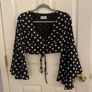 Lioness flare sleeve plunging crop top